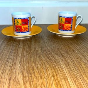 Set of 2 Rare Vintage Jordi Nogués Gaudi Espresso Cup and Saucers